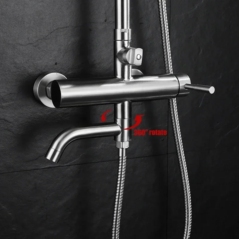 304 Stainless Steel Bathroom Rain Shower Set Out Wall Mounted 8 inch Bath Shower Faucet Quality Brushed Simple Design