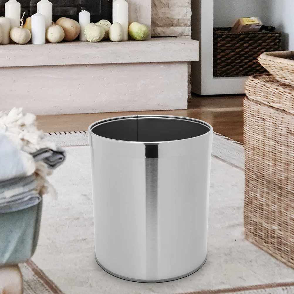 

2 шт. мусорные баки из нержавеющей стали, утолщенные металлические контейнеры с широким горлом, простые в использовании для кухни, ванной, гостиной, офиса