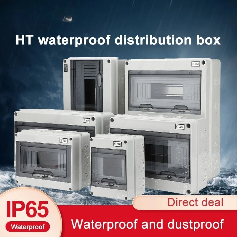 

HT Series Plastic Waterproof Distribution Box Outdoor Waterproof Switch Box Surface-mounted Rainproof Household Lighting Case