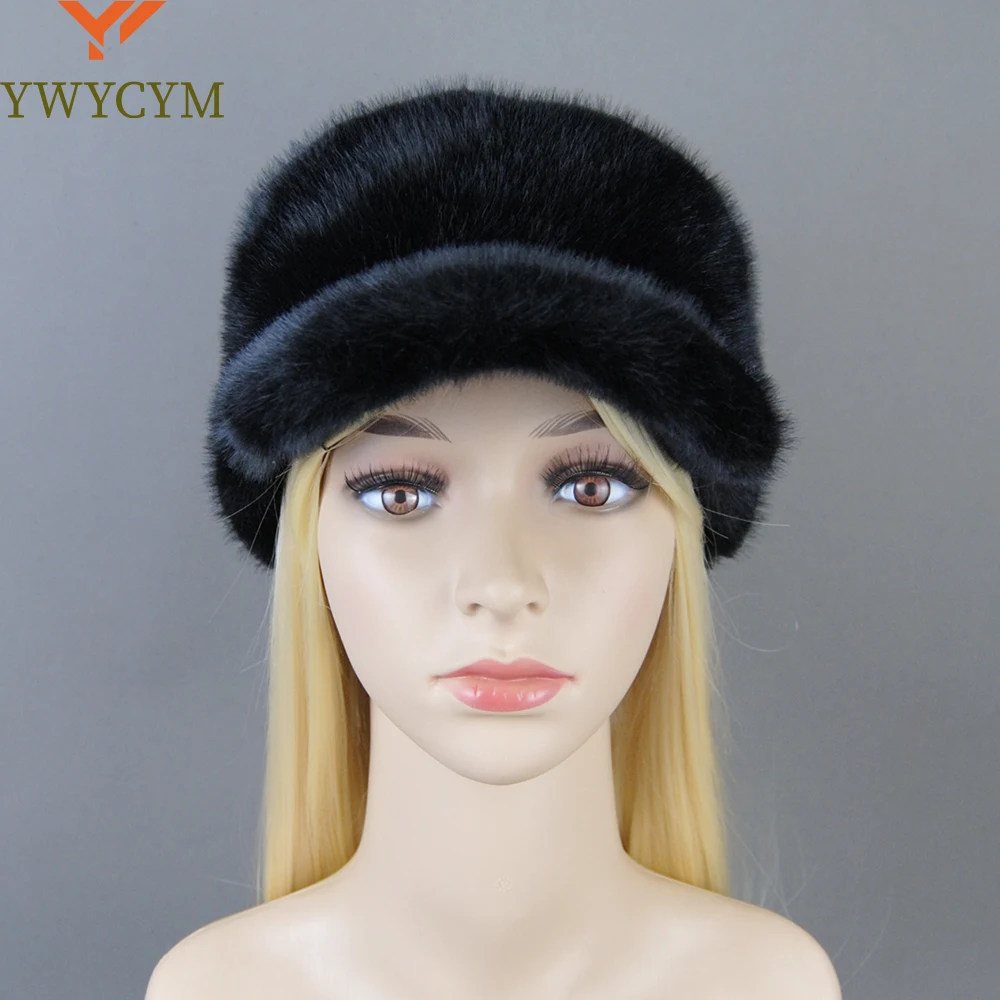 

False Mink Fur Hats For Women Warm Russian Winter Hat Luxurious False Mink Fur Cap Fashionable Brand Visors Artificial Caps