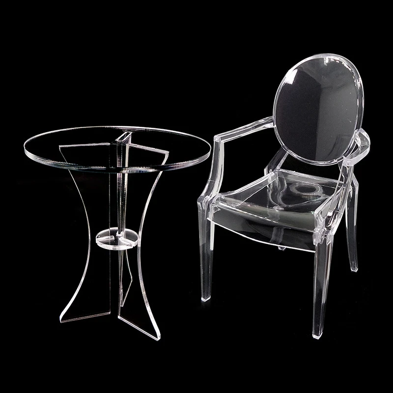 1:6 Miniature Acrylic Table Clear Coffee Table DIY Furniture Accessories