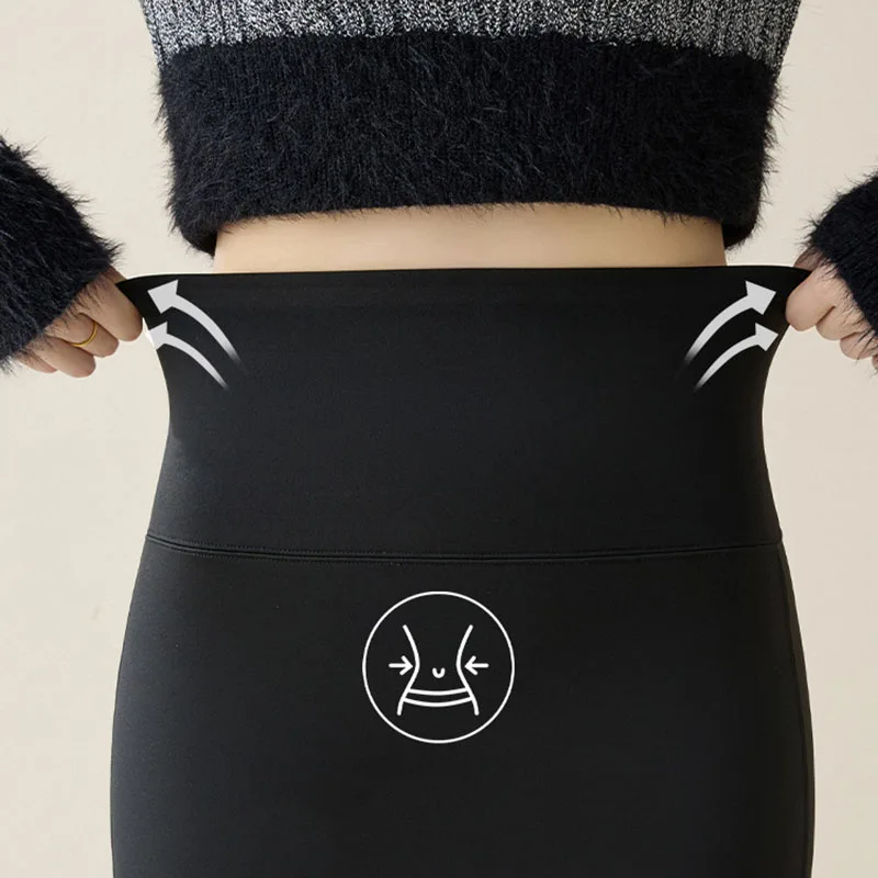 النساء رشاقته المخملية واسعة الساق طماق 2025 جديد شتاء دافئ عالية الخصر القرش السراويل امرأة الكورية مطاطا سليم صالح اليوغا السراويل