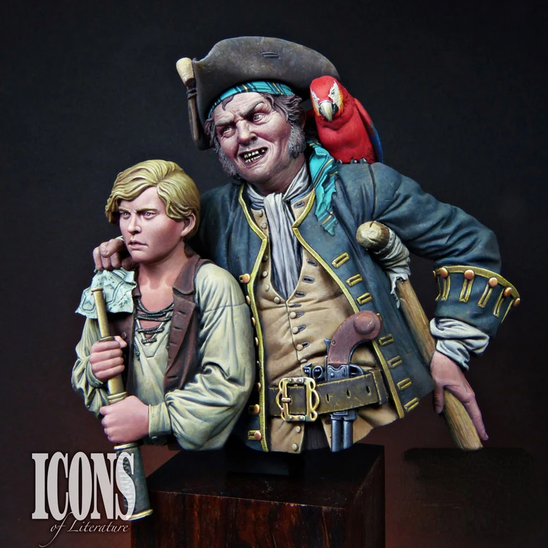 1/12 Resin Bust Model Kit Fantasy Hobby Miniature Pirate Captain and Little Boy Diorama Toy Unassembled Unpainted Free Shipping