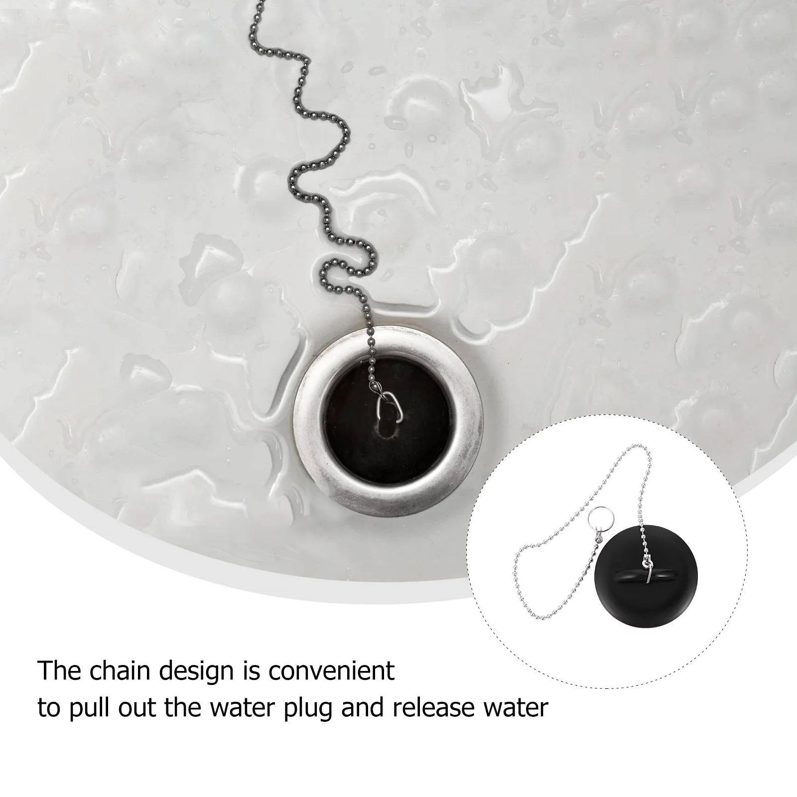 

2Pcs Wearresistant Silicone Tub Drain Stoppers Easy Clean Chain Design Perfectly Sealed for Bathroom Kitchen Sewer