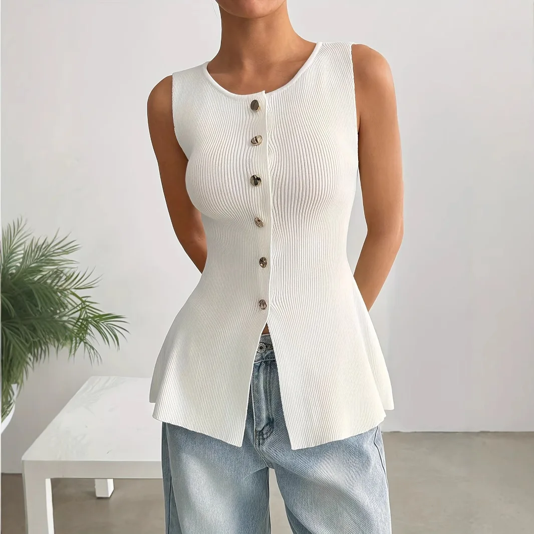 

Женский вязаный жилет Svel round Ne Top Slim Fit, летняя мода, повседневная одежда, застежка на одной пуговице, китайский Sle irt