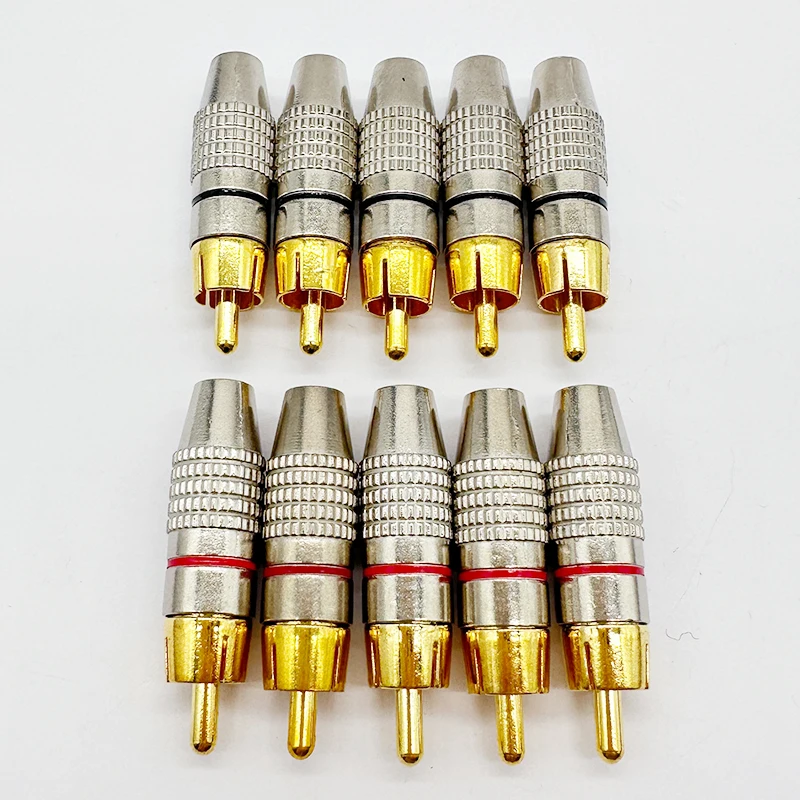 10pcs זהב rca זכר מתאם שאינו מחבר מחבר עבור אודיו וידאו cctv IP אבטחה מצלמת IP כבל mvertor