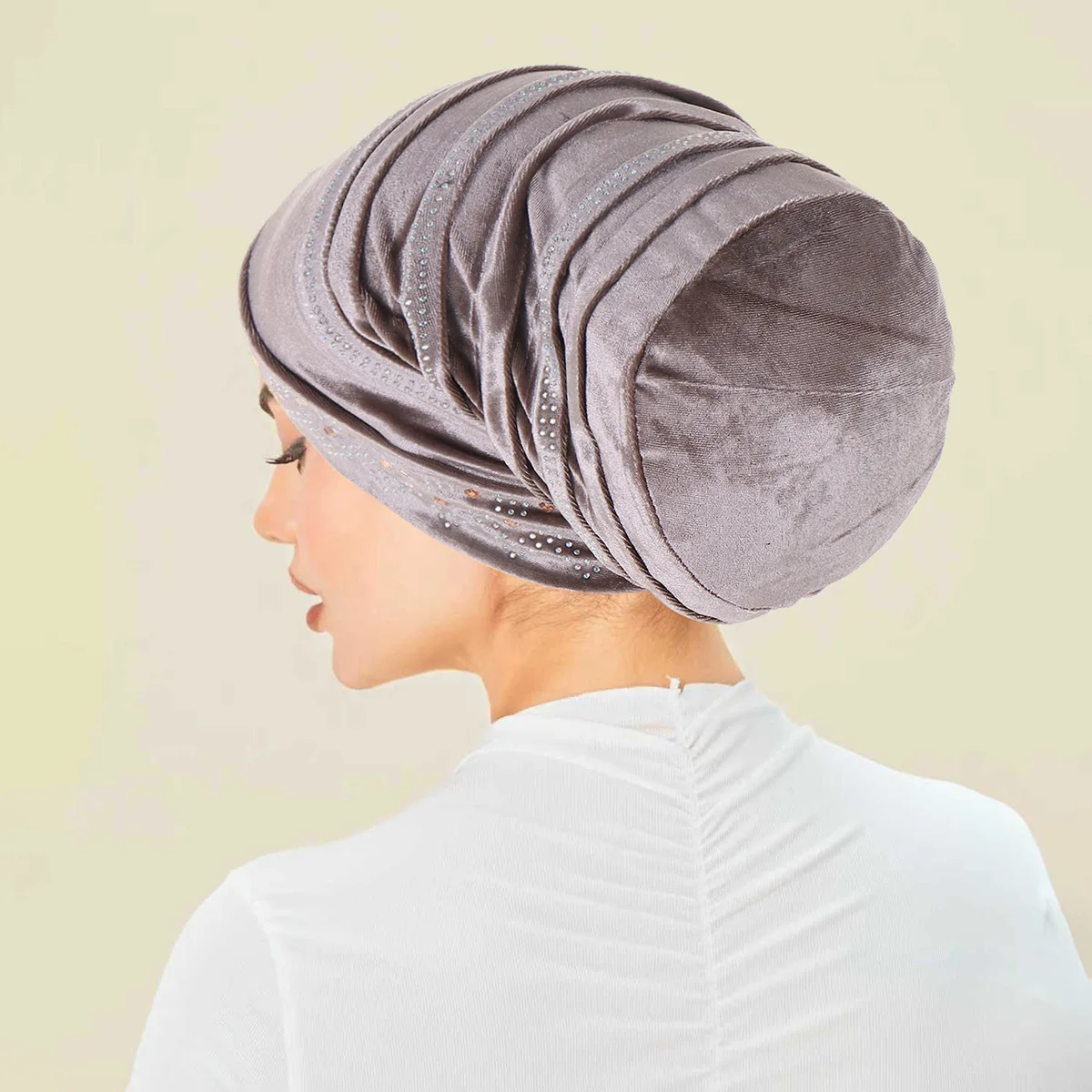 

Muslim Women Diamonds Hijab Hat Velvet Turban Indian Headscarf Bonnet Beanies Chemo Cap Hair Loss Head Wrap Scarf Turbante Mujer