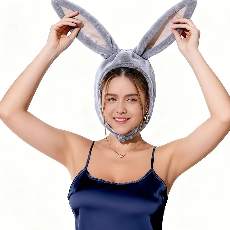 

Шапка кролика, милый костюм с кроличьими ушками, забавный вечерние плюшевый капюшон, теплый, мягкий и уютный
