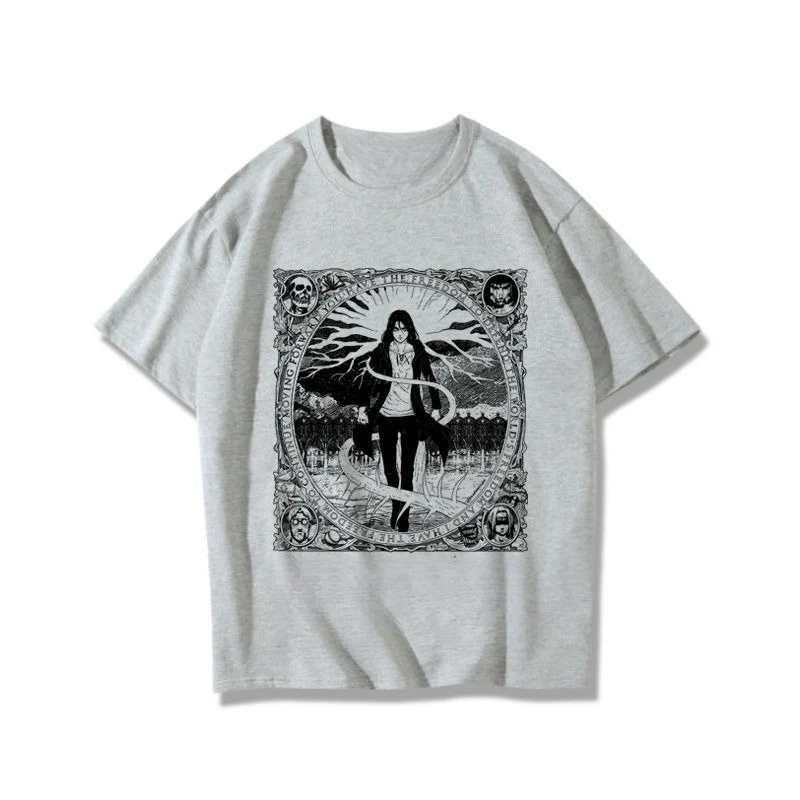 المرأة تي شيرت انمي ياباني قميص أنيمي عادية موضة قميص الصيف القطن تي شيرت الشارع الشهير Versized تنفس القمم #6