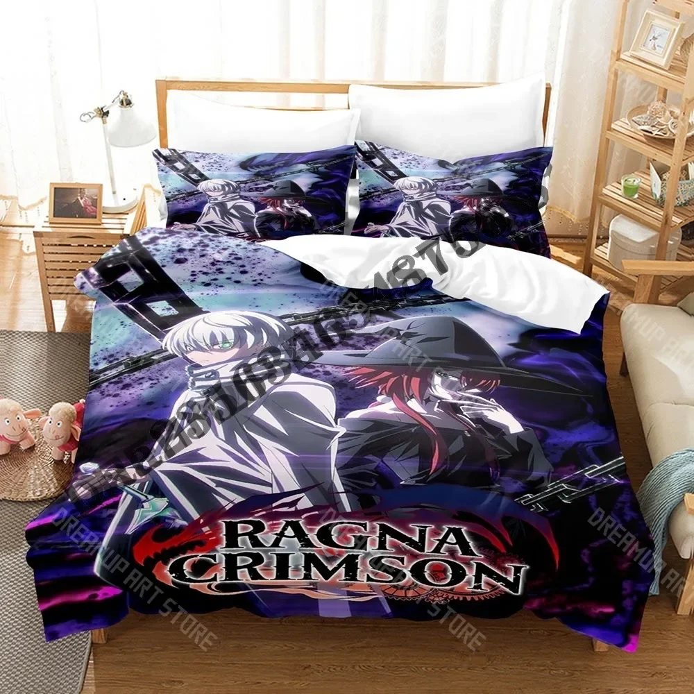 Juego de cama con estampado 3D de Ragna carmesí, juego de cama individual doble tamaño Queen King, juego de funda nórdica para dormitorio de niño y adulto, cama de Anime estampada