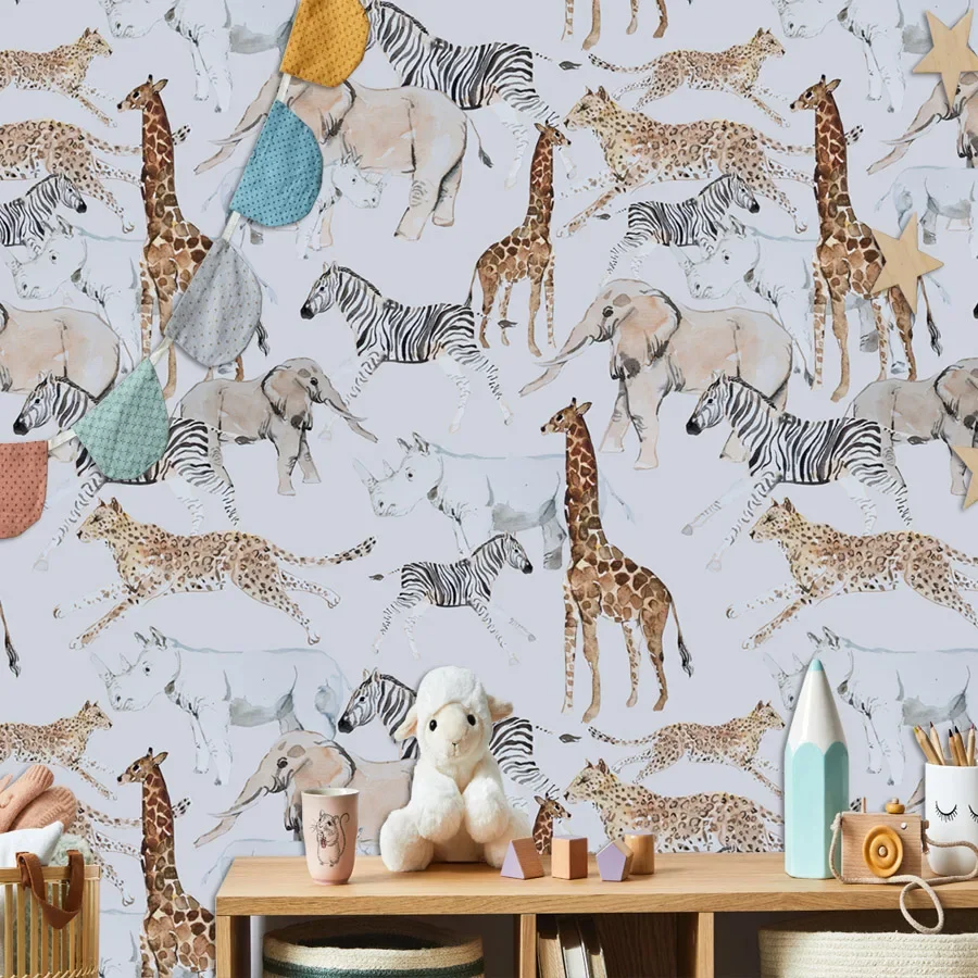 Cartoon Custom Peel and Stick Accept Wallpaper for Bedroom Walls Wall Papers Home Decor Contact Paper Tropical Animal Sofa Mural