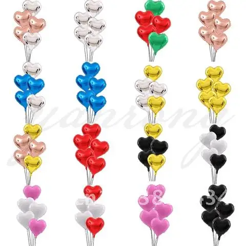 

5 Pieces Heart Foil Balloon 18inch Gold Silver Love Wedding Balloons Decorations Baby Shower Valentine's Day Birthday Party Glo