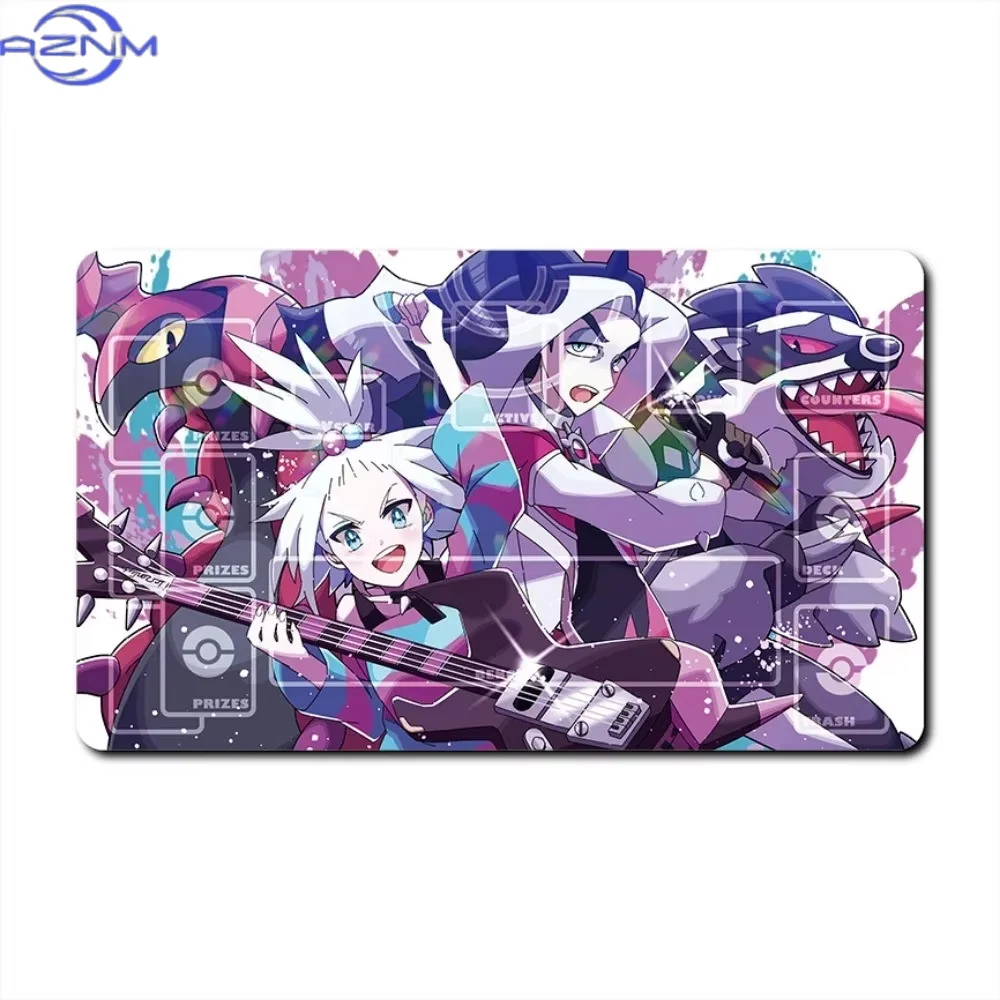 Pokemon Anime Trainer mouse pad, Waterproof Non-slip Surface, Blue Wave Background Trading Game Playmat