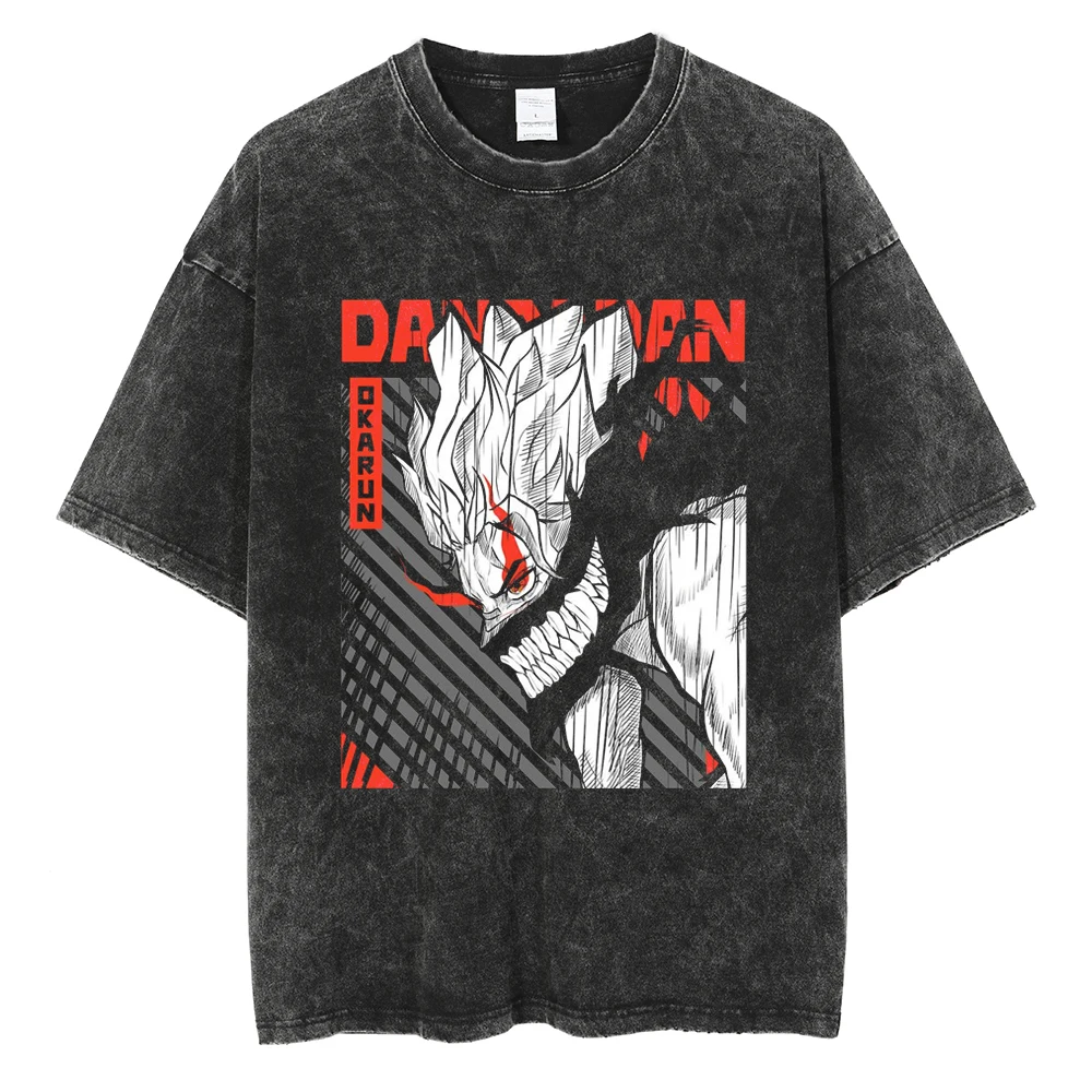

Men Anime Graphic Print T Shirts Washed Vintage Oversized T-shirt Harajuku Streetwear Cotton Loose Short Sleeve Tshirt Tees Tops