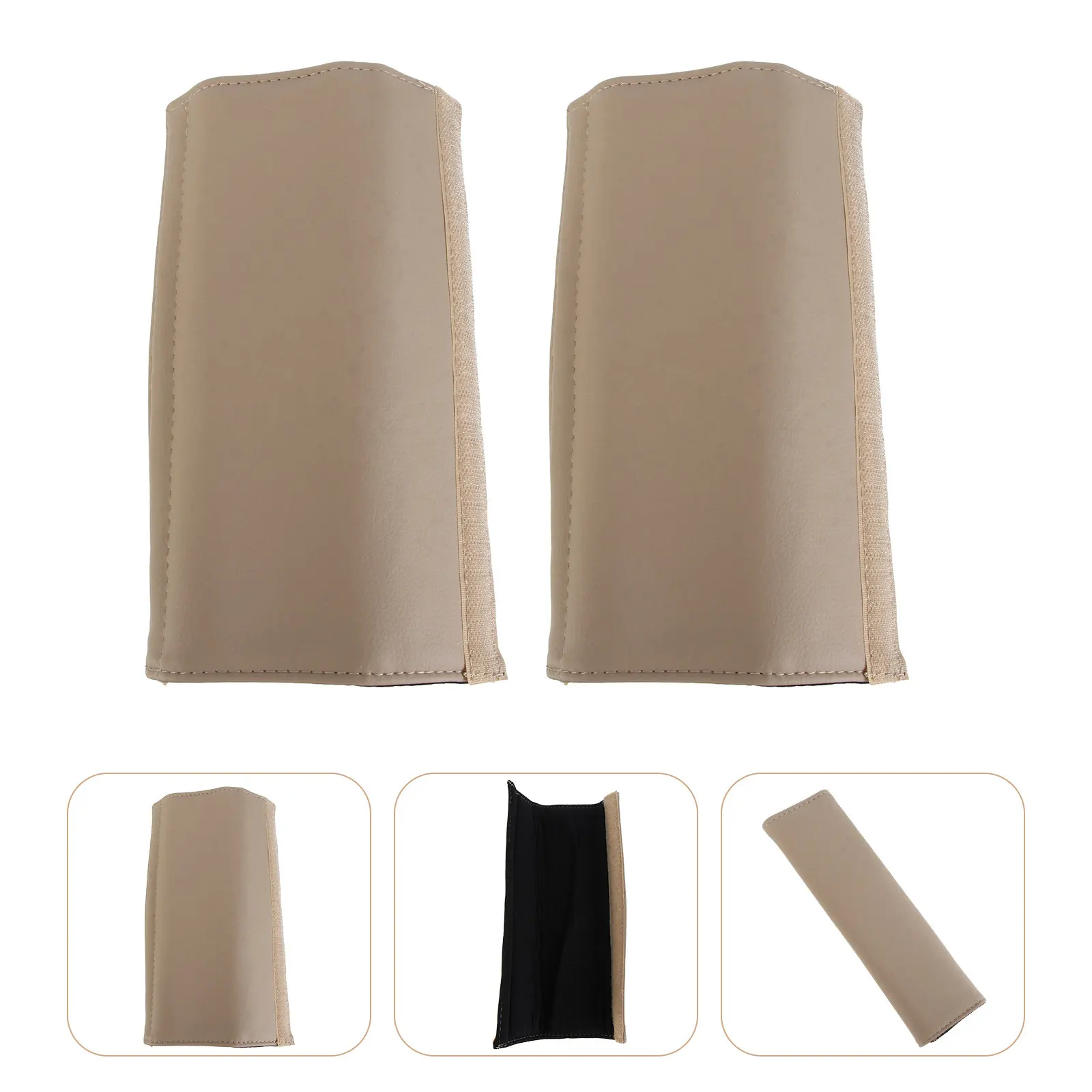 

2Pcs Covers Premium Litchi Grain Sleeve Pads Breathable Comfort Hook and Loop Strap Protectors Beige