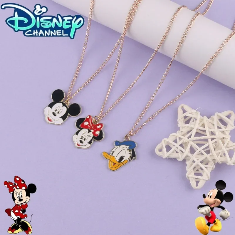 Disney Mickey Mouse Cartoon Necklace Anime Jewelry Minnie Donald Duck Cute Hoodie Chain Accessories Kids Birthday Christmas Gift