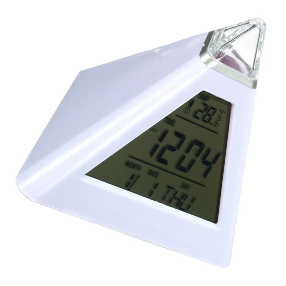 

Changing Alarm Clock Led Digital Pyramid Clock With Music Snooze Function Rgb Light For Bedroom Office Dorm Night Light