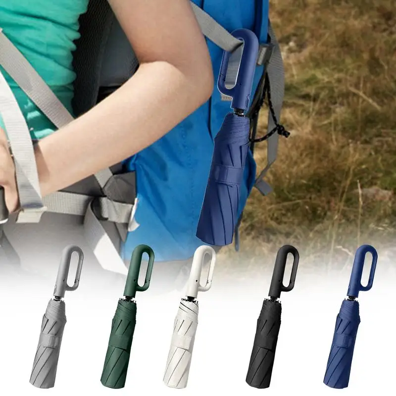 Automatic Folding Umbrella UV Protection Carabiner Handle Wind Proof Umbrellas Compact Folding Umbrella Automatic Open And Close