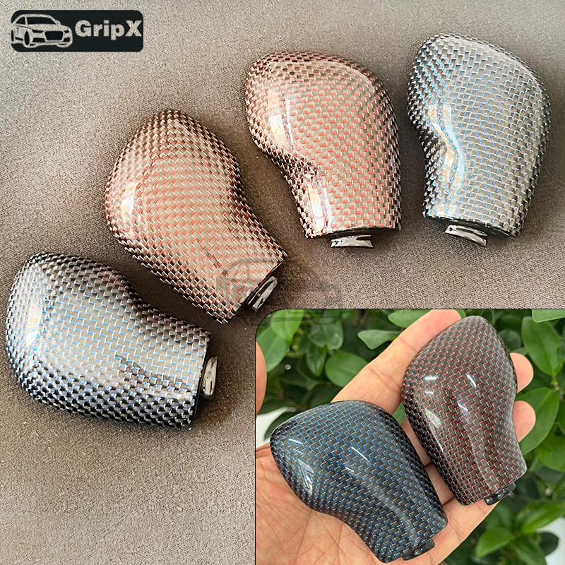 

True carbon fiber, red foil, blue ink DSG gear Knob cover shifter trim for VW Golf 7 GTI R Tiguan Passat B7 B8 CC R20 Jetta MK6