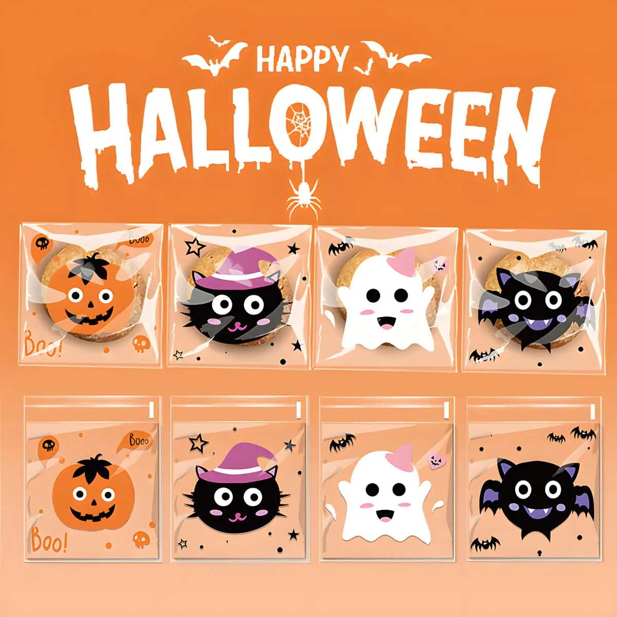 Halloween Self-Sealing Bags Party Favor Halloween Decoration Pumpkin Ghost Bags for Home Trick or Treat Halloween Party Supplies