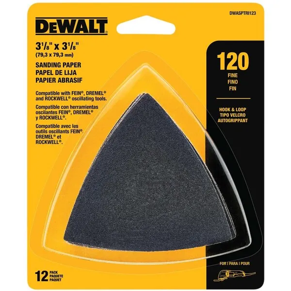 Hook & Loop Triangle 120 Grit Sandpaper - 12 PK