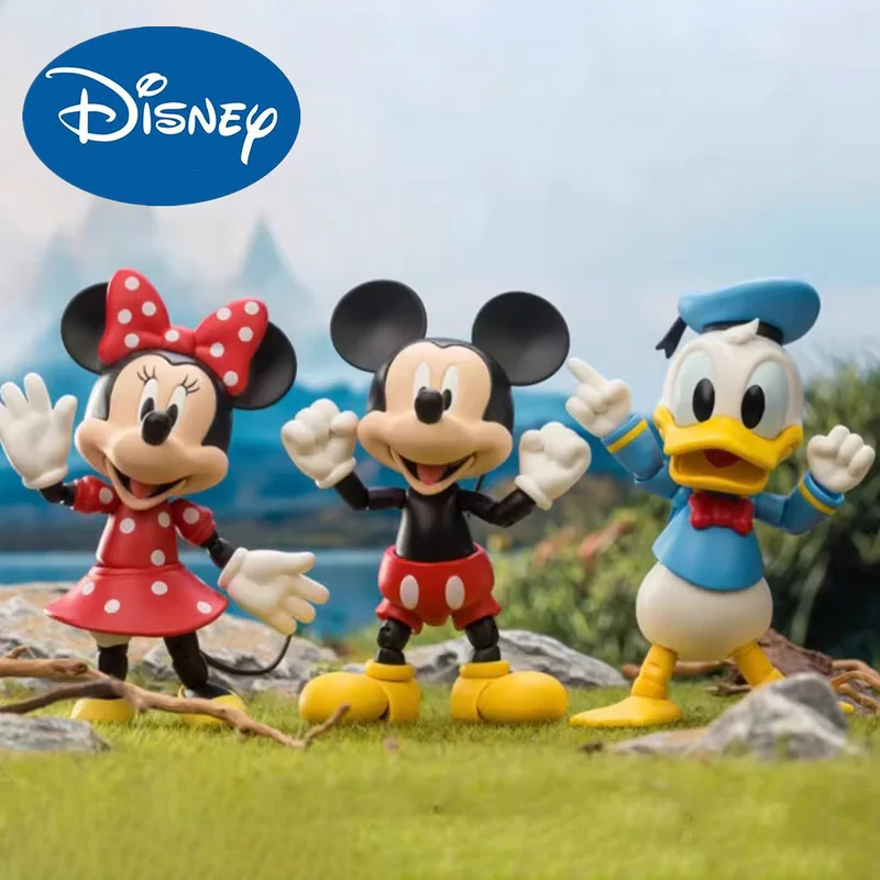 

Genuine Disney Movable Joint Mickey Mouse Minnie Donald Duck Figure Kawaii Anime Action Figurine Collection Model Statue Toys