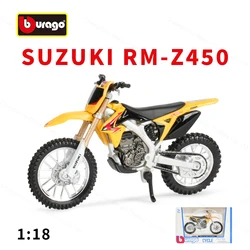 Bburago 1:18 Suzuki RM-Z450 Static Die Cast Vehicles Collectible Motorcycle Model Toys