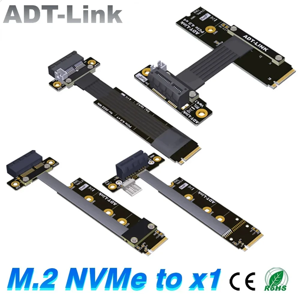 

ADT M.2 NVMe Key-M to PCIe Gen 3.0 4.0 X1 PCI Express Cable SSD Mining Riser Adapter PCIe 1X USB Wireless LAN Audio/Capture Card