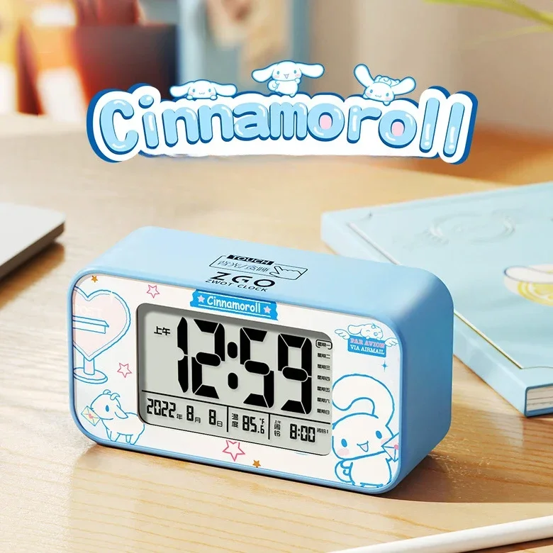 Sanrio Cartoon Cinnamoroll HelloKitty My Melody Power Supply Alarm Clocks Digital  For students Kids Display Table Decoration