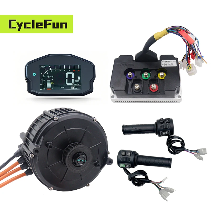 

QS165 5KW Peak 10KW 6500RPM 48V-96V QS Mid-Drive Motor With ND72680 Controller DKD Display And T08 Throttle Electric Motorcycles