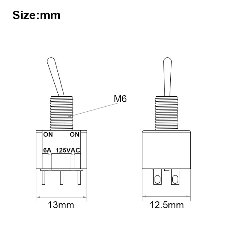 Guitar 6-Pin Mini Toggle Switch – DPDT On/On, 125V 6A for Humbucker Coil Split & Kill Switch, Electric Guitar Accessory