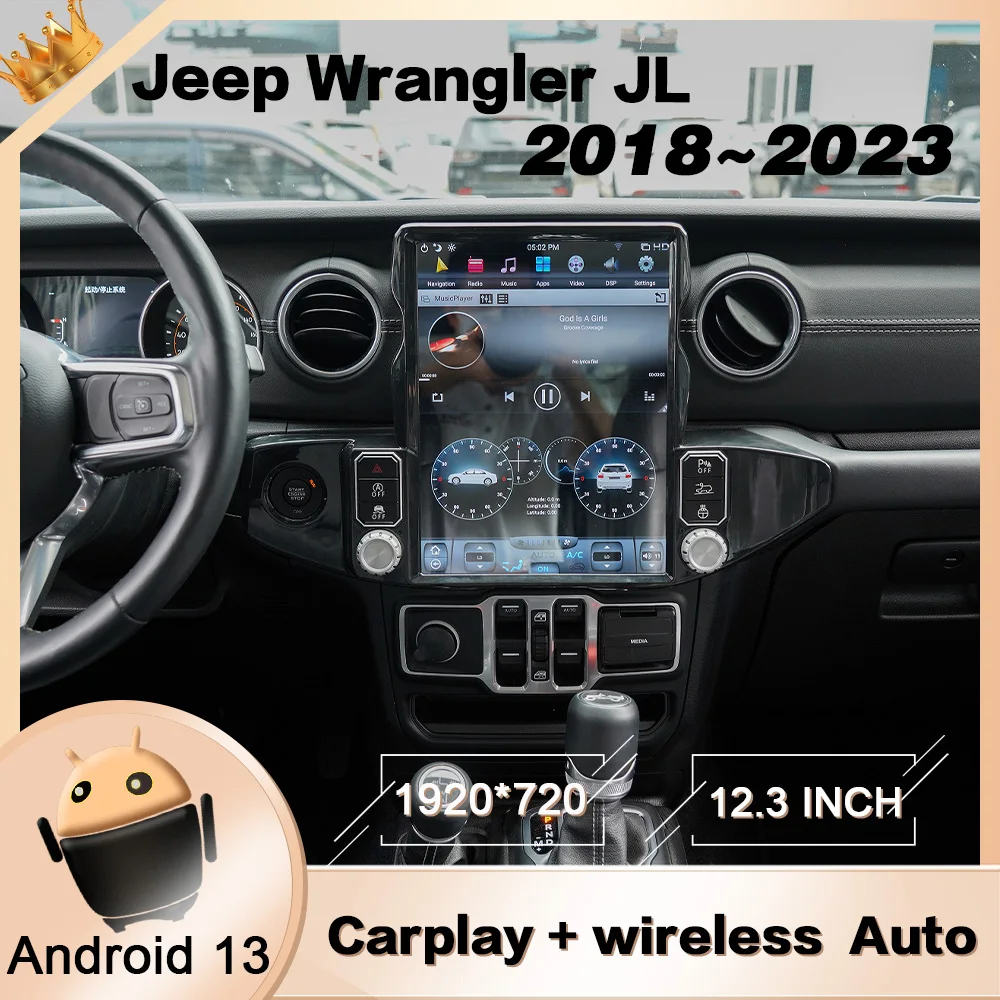 12.3 Inch For Jeep Wrangler Gladiator 2018-2023 Android Car Radio 2din GPS Navigation Carplay Auto Multimedia Video Player Unit