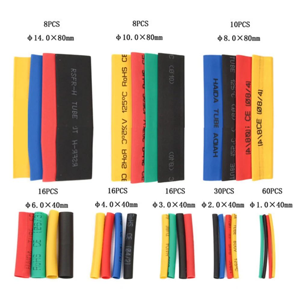 Tools Heat Shrink Tubing 164pcs Cable Cord Flame retardant Household Insulation PE Shrinkable Sleeve Tube Wrap