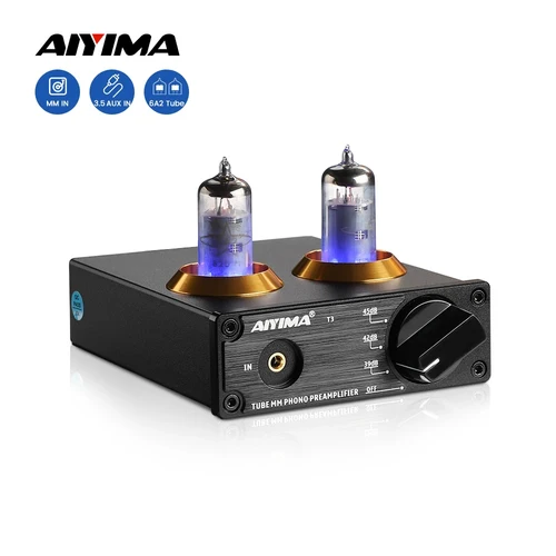 Imagen 1 del producto AIYIMA-preamplificador de vinilo para tocadiscos, reproductor de discos de vinilo, tubo estéreo, preamplificador, tocadiscos, fonógrafo, HiFi, 6 A2, 12V