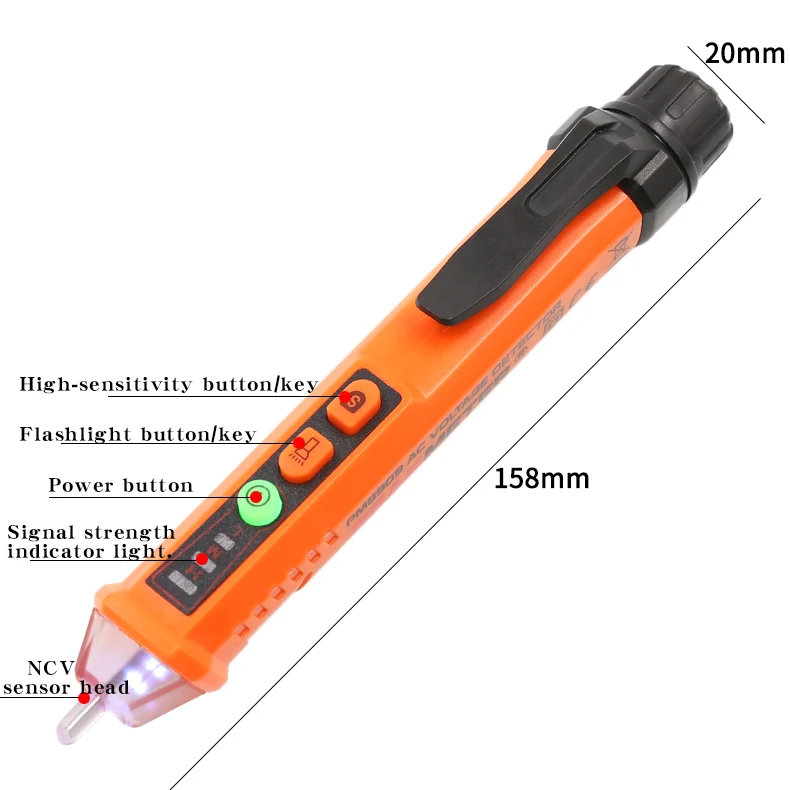 PEAKMETER PM8909 Non-Contact Induction Voltage Tester High-Voltage Detector Live and Neutral Wire Detection