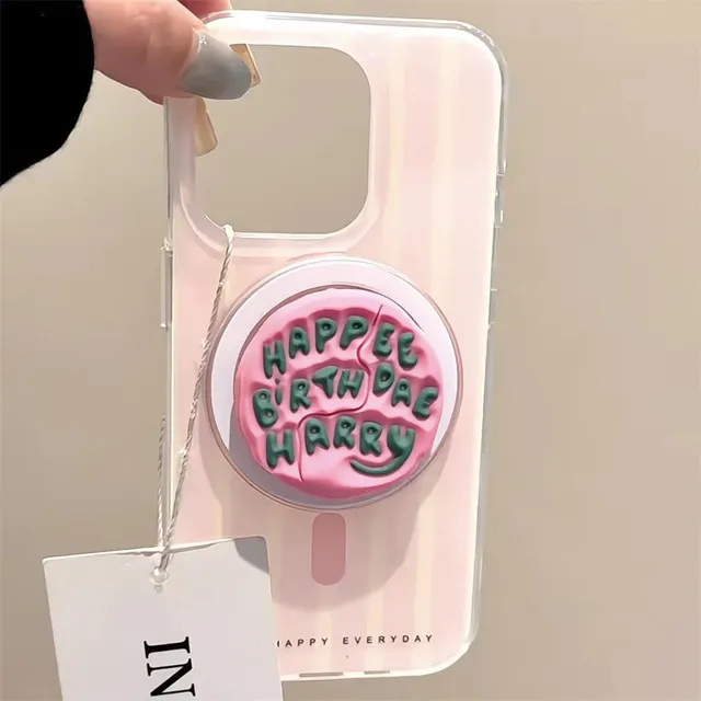 INS Netter Englischer Buchstabe Rosa Magnethalter Grip Tok Telefonständer Unterstützung für IPhone 17/16 Für Pad Magsafe Smart Tok Halterung – Detail 2