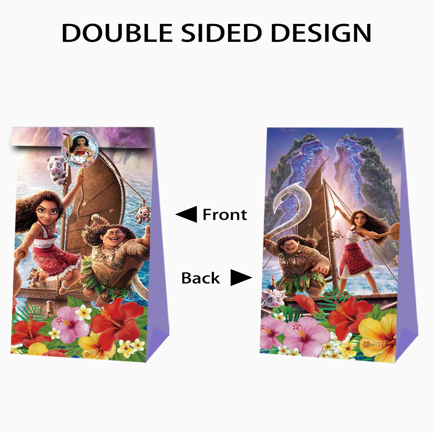 12pcs ‌Moana‌ Gift Bags Anime Children Birthday Party Candy Bag Kraft Paper Packaging Boxes Treat Bag Supplies Gift view 4