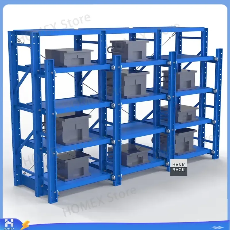 4 Layer Pull Out Mold Rack Adjustable Height Powder Coated Metal Storage Shelf Injection Molding Die Organizer Industrial