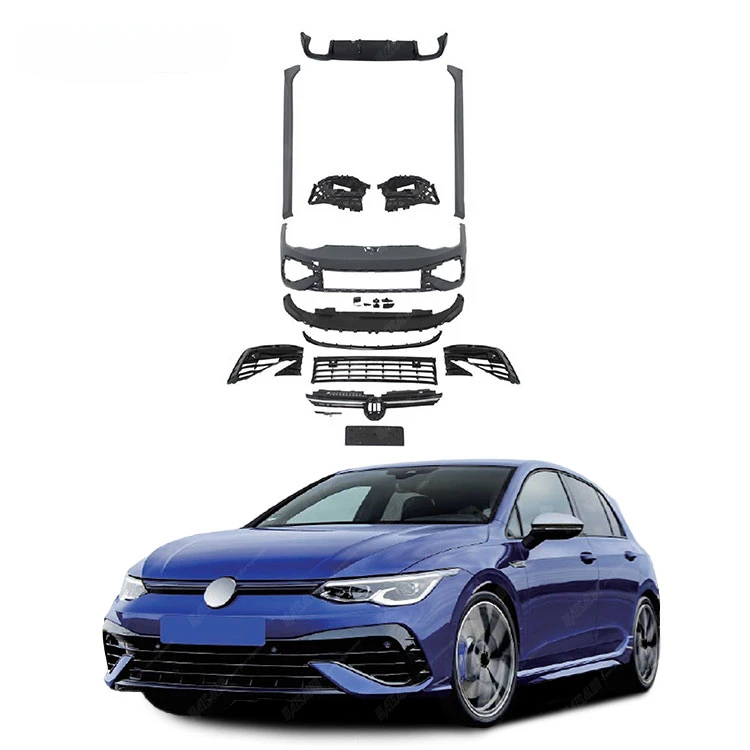 High Quality 8R Style Body Kit For Volkswagen VW Golf 8 With Front Lip Front Bumper Side Skirts