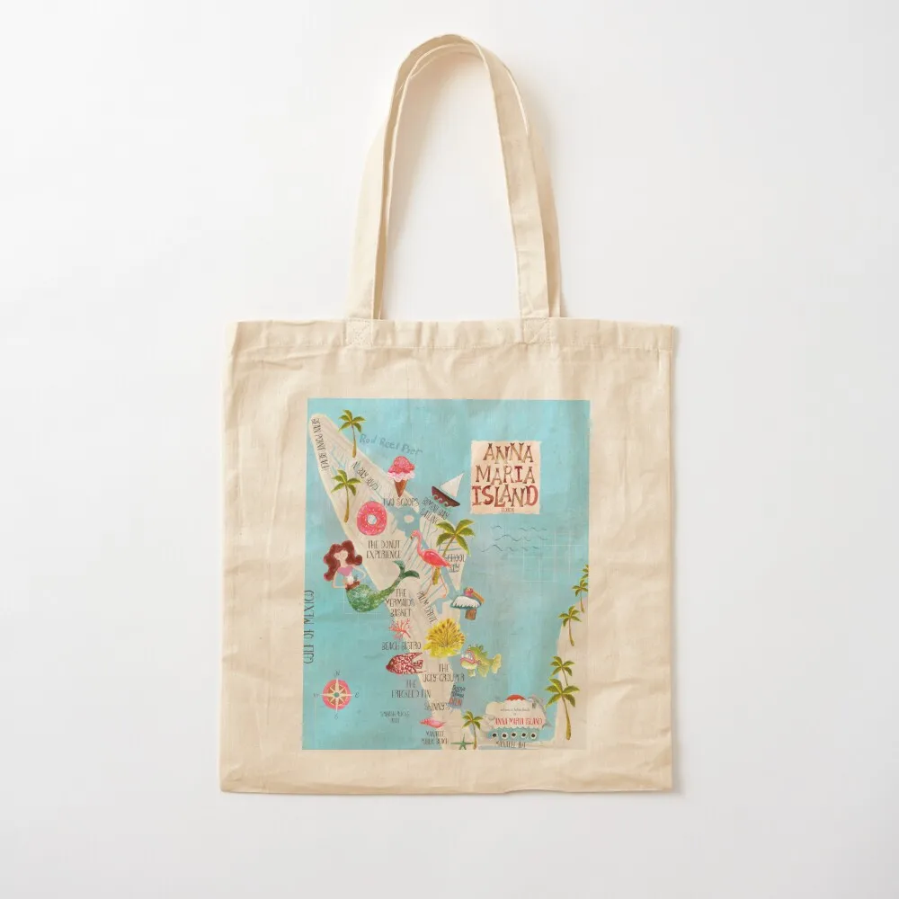 

Anna Maria Island Florida//custom island map design and pattern Tote Bag shoping bag Women's shopper bag Canvas Tote