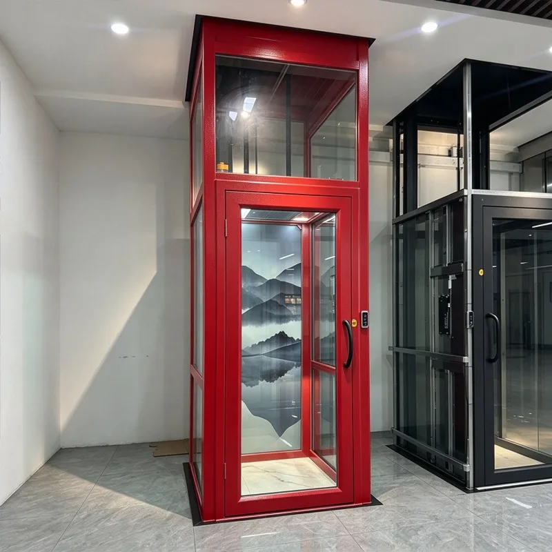 Glass Panoramic Elevator 2-6 Floors Residential Home Lift 450kg Passenger House Elevator 4 Story Building External Elevator