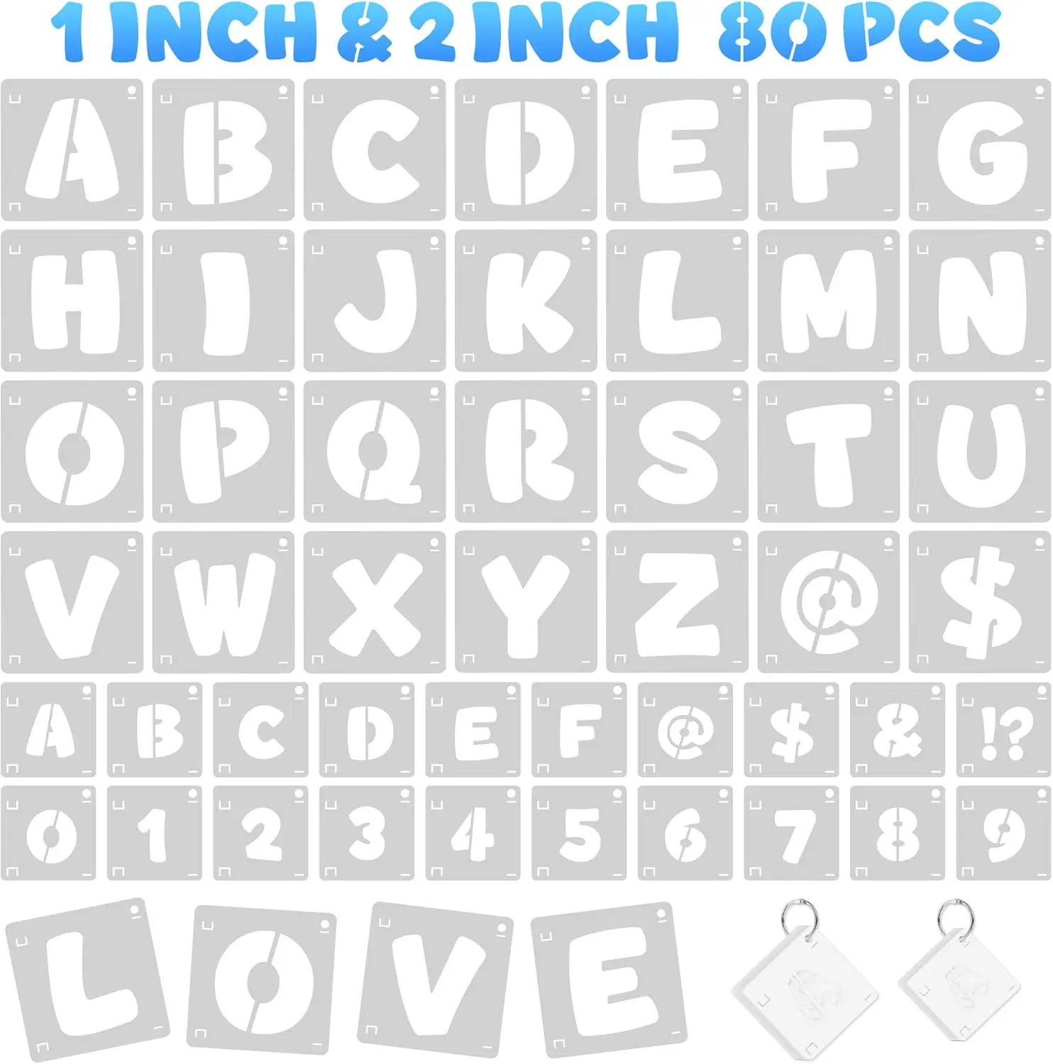 

80Pcs/1/2 Inch Letter Number Stencils Reusable Alphabet Stencil Set for DIY Crafts Painting Wall Chalkboard Sign Art Projects