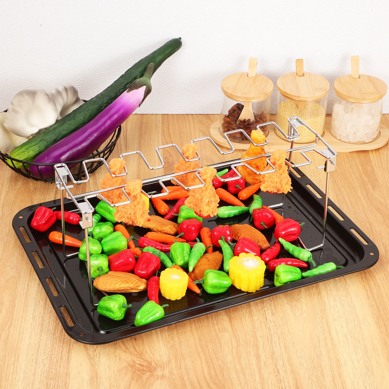 

Foldable Grilled Chicken Leg Rack Roasting Holder for Bbq Tool Barbecue Stainless Dad