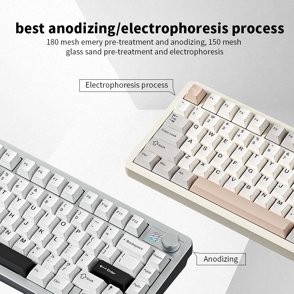 Imagem -04 - Furycube-teclado Mecânico F75 2.4g sem Fio Bluetooth com Fio 82 Chaves Alumínio Rgb Oem Estrutura Personalizada