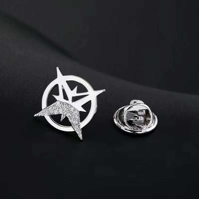 Six-Pointed Star Brooch Men\'s Suit Corsage Small Collar Pin Shirt Collar Button Creative Personalized Badge Button