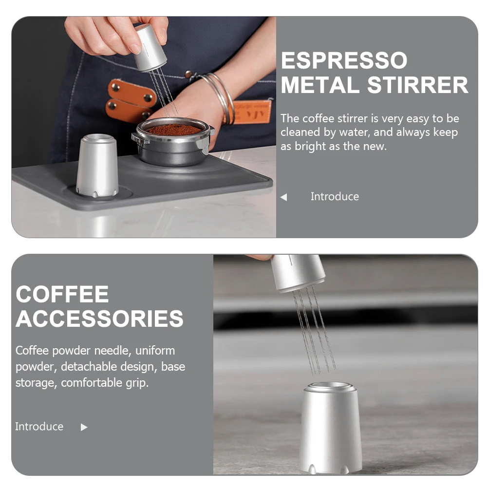 

Coffee Powder Needle 304 Stainless Steel Espresso Stirrer Black Detachable Base Storage Uniform Distribution Tool Coffee Shop