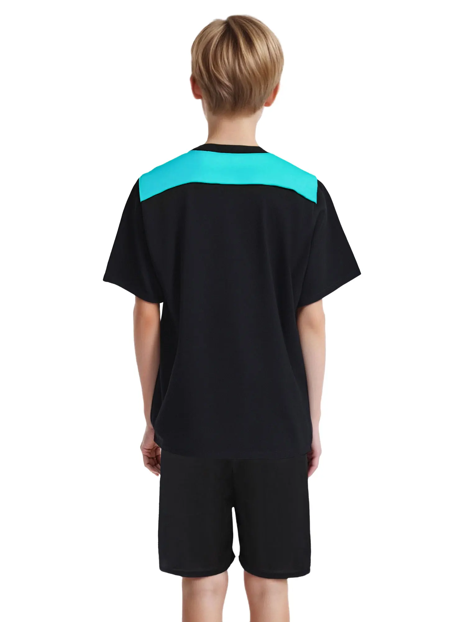 Boys Football Costume Set Kid Summer Sports Outfit Short Sleeve Shorts Sportswear Child Sport Clothes Set for Basketball Fitness