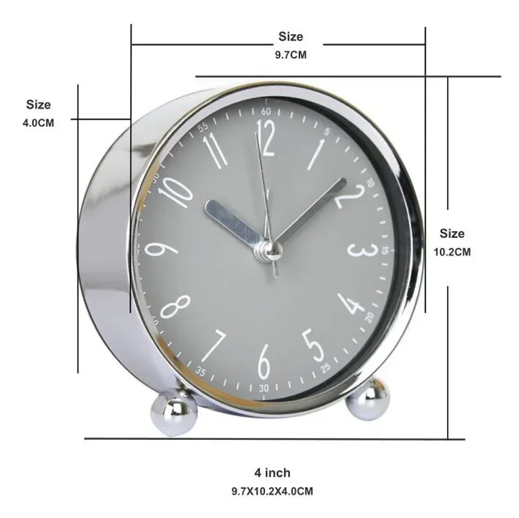 1pc 4-inch Metal Bedside Silent Alarm Clock Creative Fashion Simple Digital Alarm Clock alarm clock