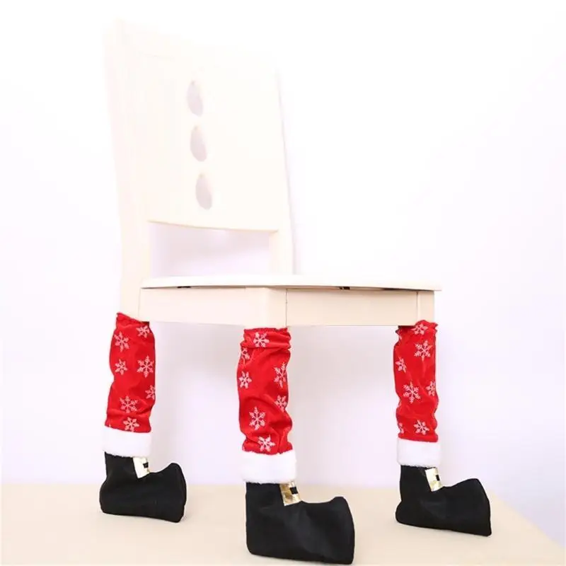 

QX2E 4pc Christmas Table Leg Sleeve Chair Foot Socks for Holiday Dinner Festive Decor