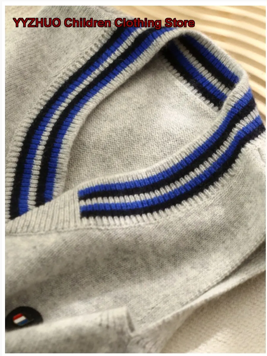 Boys Vest Girls Knit Vest Autumn Winter Pure Wool Fleece Lined Thickened Soft Base Layer Top Kids Older Kids
